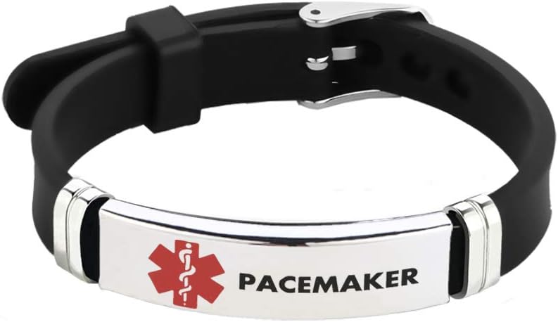 TGLS Red Medical Alert ID Bracelet for Women Men's Emergency First Aid Health Alert Laser Engraved Satinless Steel Adjustable Silicone Wristband Bracelets - Image 1